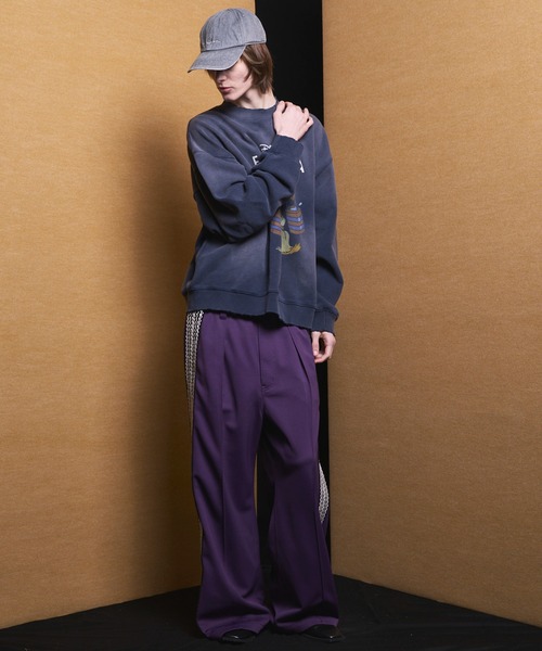 MAISON SPECIAL（メゾンスペシャル）の「《UNISEX》Bright Jersey Sideline One-tuck Prime-Wide Track Pants/ブライトジャージーサイドラインワンタックプライムワイドトラックパンツ【MAISON SPECIAL/メゾンスペシャル】（スウェットパンツ・メンズ・アイボリー/ブラック/グレイッシュベージュ/チャコールグレー/パープル/ピンク・0/1/2）」の17枚目の写真