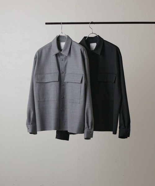 Lui's（ルイス）の「ダブルポケットオーバーシャツブルゾン（シャツ/ブラウス・メンズ・グレー/ブラック・M/S）」の13枚目の写真