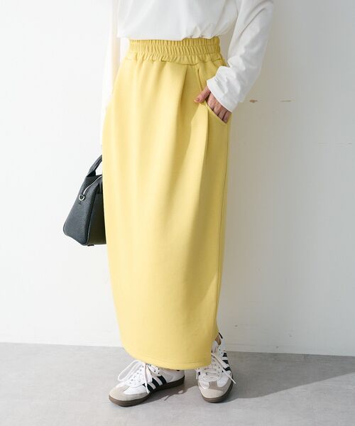 Green　Parks（グリーンパークス）の「ウエストタックIラインカットスカート（スカート・レディース・イエロー/ライトベージュ/ブラック/杢グレー・FREE）」の4枚目の写真