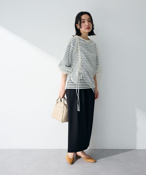 Green　Parks（グリーンパークス）の「ウエストタックIラインカットスカート（スカート・レディース・イエロー/ライトベージュ/ブラック/杢グレー・FREE）」の11枚目の写真