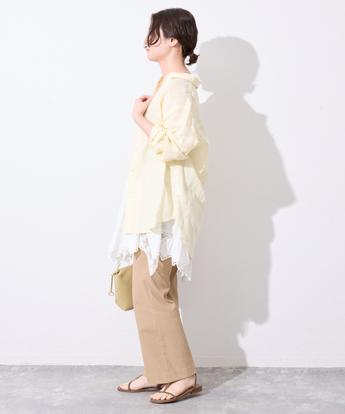 WEBのみ4サイズ展開/シリーズあり》リネンmixストレッチパンツ（その他