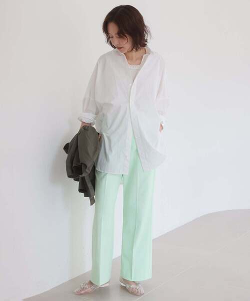 SLOBE IENA(スローブイエナ)の「《WEBのみ4サイズ展開/シリーズあり》リネンmixストレッチパンツ(その他パンツ・レディース・ブラック/アーミー/ベージュ・40/38/34/36)」の5枚目の写真