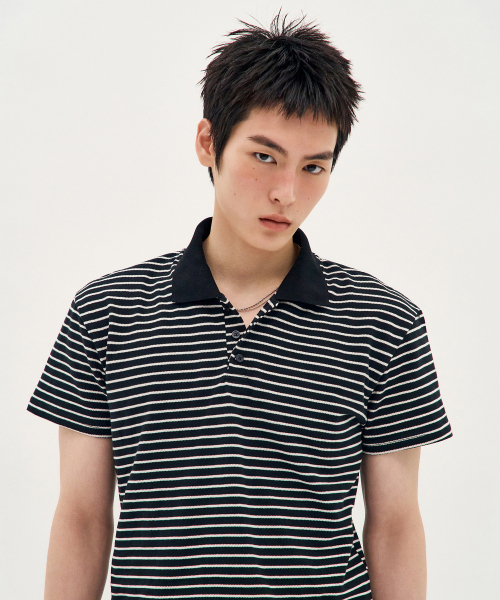 PROCESS(プロセス)の「Stripe PK Short-Sleeve - Black(Tシャツ/カットソー・メンズ・ブラック・FREE)」の1枚目の写真