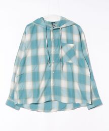 Revo. | オーバーサイズ ストライプ オンブレチェック フードシャツ(シャツ/ブラウス)