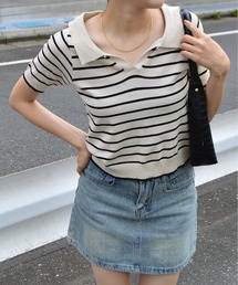 スキッパーニットポロトップス