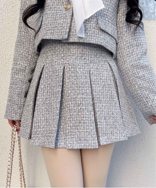 INGNI（イング）の「ツイードプリーツスカパン(セットアップ対応)（スカート・レディース・アイボリー系9/ブルー系2/ホワイト系その他7/ブラック系その他2・FREE）」の5枚目の写真