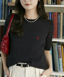 U.S. POLO ASSN. × PUBLUX/ユーエスポロアッスン 別注 クルーネック ケーブルニット　限定展開