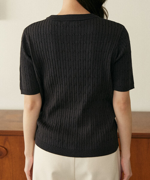 U.S. POLO ASSN.（ユーエスポロアッスン）の「U.S. POLO ASSN. × PUBLUX/ユーエスポロアッスン 別注 クルーネック ケーブルニット　限定展開（ニット/セーター・レディース・オフホワイト/チャコールグレー/グレー/ブラウン/ネイビー・ﾌﾘ-）」の9枚目の写真