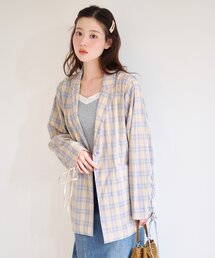 【チェック&ストライプ】レースアップアソートジャケット