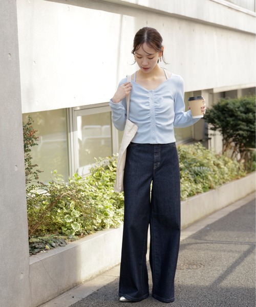 FREE'S MART（フリーズマート）の「◆【別注】ＳＯＭＥＴＨＩＮＧ　ＬＩＳＡワイドデニムパンツ（デニムパンツ・レディース・ネイビー/ブルー系その他5/ブルー・MEDIUM/SMALL/X-SMALL）」の15枚目の写真