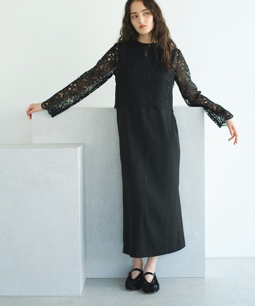 BIANCA(ビアンカ)の「【3WAYで着回せる】レースブラウスセットワンピース(ワンピース・レディース・ブラック/グレー系その他2/ベージュ・38)」の2枚目の写真
