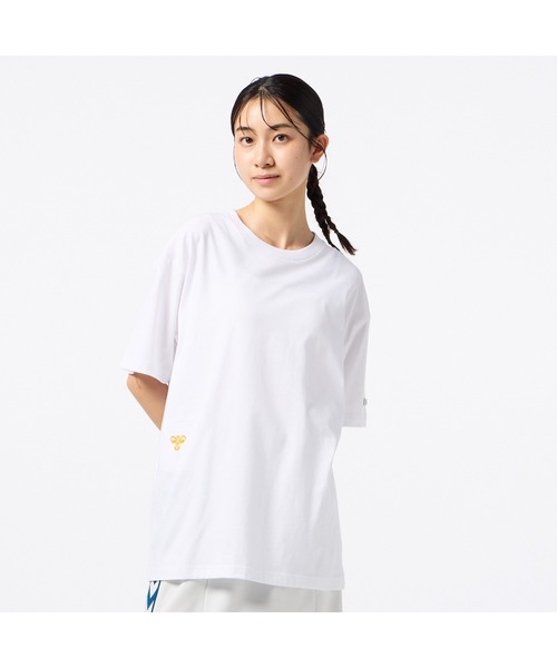hummel(ヒュンメル)の「hummel/ヒュンメルHMP ハンソデTシャツ(Tシャツ/カットソー・レディース・ホワイト/ブルー/ブラック・M/L/XL/S)」の1枚目の写真