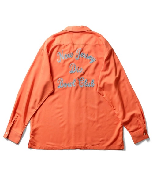 HOUSTON（ヒューストン）の「［HOUSTON ヒューストン］NEW JERSEY EMB RAYON BOWLING L/S SHIRT ニュージャージー ロゴ チェーン刺繍 ボウリングシャツ 長袖 / オープンカラーシャツ / 開襟シャツ（シャツ/ブラウス・メンズ・オフホワイト/ブラック/サーモンピンク・M/XL/L）」の9枚目の写真