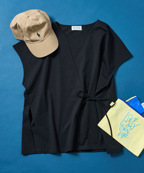 FREAK'S STORE(フリークスストア)の「藤本美貴 × FREAK'S STORE/フリークスストア リボンギャザー半袖Tシャツ(Tシャツ/カットソー・レディース・オフホワイト/ブルー/ブラック・フリ-)」の3枚目の写真