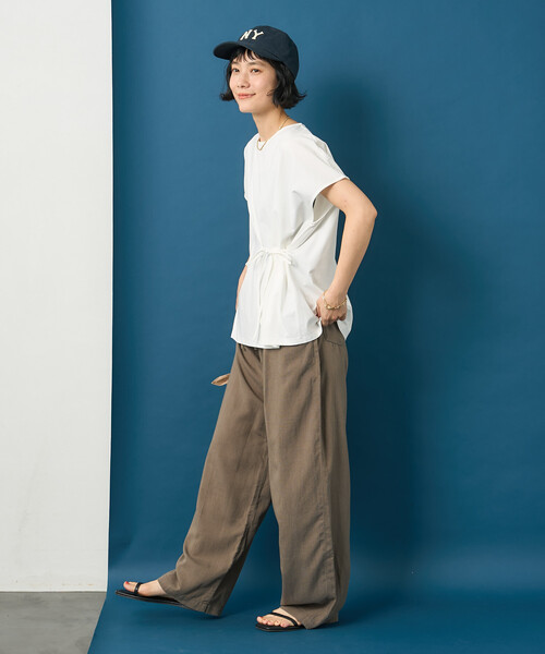 FREAK'S STORE(フリークスストア)の「藤本美貴 × FREAK'S STORE/フリークスストア リボンギャザー半袖Tシャツ(Tシャツ/カットソー・レディース・オフホワイト/ブルー/ブラック・フリ-)」の7枚目の写真