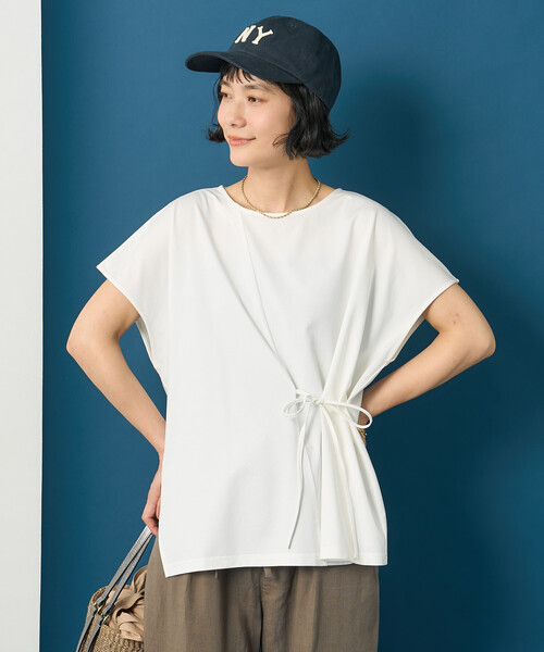 FREAK'S STORE(フリークスストア)の「藤本美貴 × FREAK'S STORE/フリークスストア リボンギャザー半袖Tシャツ(Tシャツ/カットソー・レディース・オフホワイト/ブルー/ブラック・フリ-)」の9枚目の写真