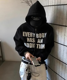 A'gem（エージェム）の「A'GEM/9 × .kom 『A'gem/エージェム』Cropped Message Hoodie/短丈 メッセージ パーカー（パーカー）」