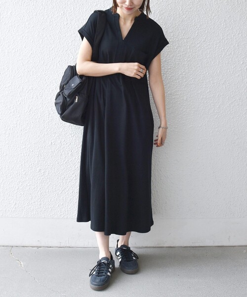 SHIPS any(シップス エニィ)の「SHIPS any:〈接触冷感/汗染み防止加工/洗濯機可能〉スキッパー Aライン ワンピース(ワンピース・レディース・グレー系その他/ブラック/ブルー・ONE SIZE)」の10枚目の写真