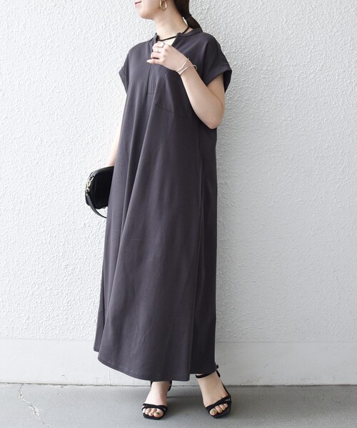 SHIPS any(シップス エニィ)の「SHIPS any:〈接触冷感/汗染み防止加工/洗濯機可能〉スキッパー Aライン ワンピース(ワンピース・レディース・グレー系その他/ブラック/ブルー・ONE SIZE)」の12枚目の写真