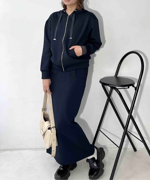 AS KNOW AS plus（アズノゥアズプラス）の「〇スフレ Iラインタイトロングスカート  セットアップ対応アイテム（スカート・レディース・ネイビー/杢グレー/チャコールグレー・FREE）」の8枚目の写真