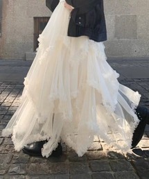 somnium（ソムニウム）の「チュールロングスカート / レディース ティアード ボリューム フリル フレアスカート 韓国ファッション（スカート）」