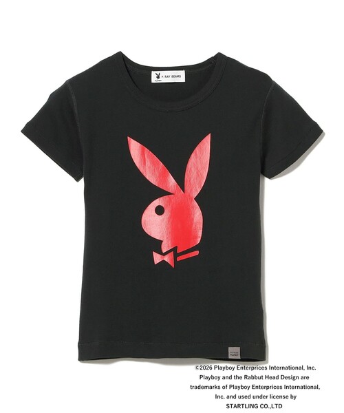 PLAYBOY（プレイボーイ）の「【別注】PLAY BOY / コンパクト Tシャツ（Tシャツ/カットソー・レディース・サックスブルー/ブラック・ONE SIZE）」の3枚目の写真