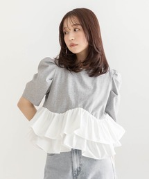 RANDA | タフタフリルペプラムTシャツ(Tシャツ/カットソー)