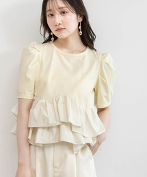 RANDA（ランダ）の「タフタフリルペプラムTシャツ（Tシャツ/カットソー）」