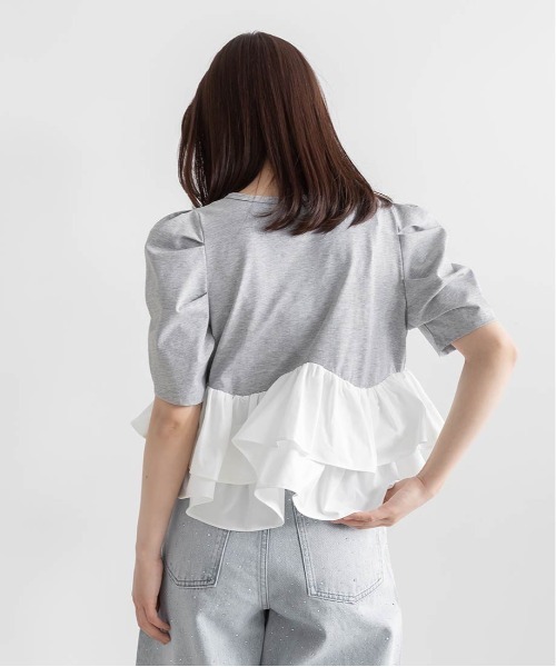 RANDA（ランダ）の「タフタフリルペプラムTシャツ（Tシャツ/カットソー・レディース・イエロー/ホワイト/グレー・FREE）」の5枚目の写真