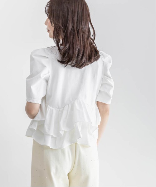 RANDA（ランダ）の「タフタフリルペプラムTシャツ（Tシャツ/カットソー・レディース・イエロー/ホワイト/グレー・FREE）」の8枚目の写真