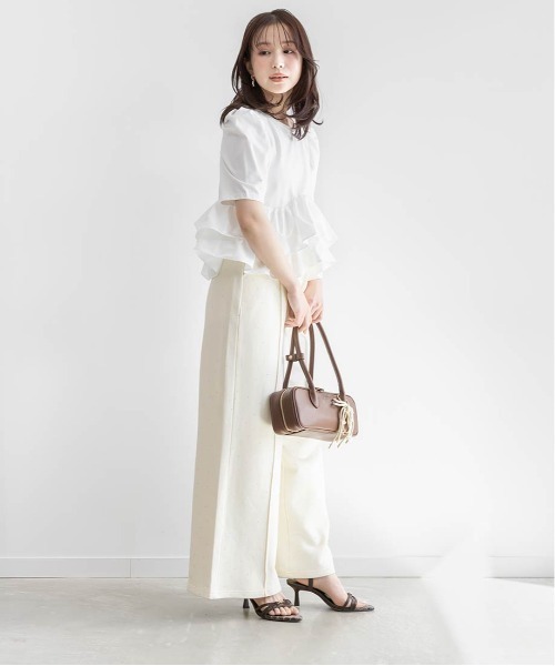 RANDA（ランダ）の「タフタフリルペプラムTシャツ（Tシャツ/カットソー・レディース・イエロー/ホワイト/グレー・FREE）」の9枚目の写真