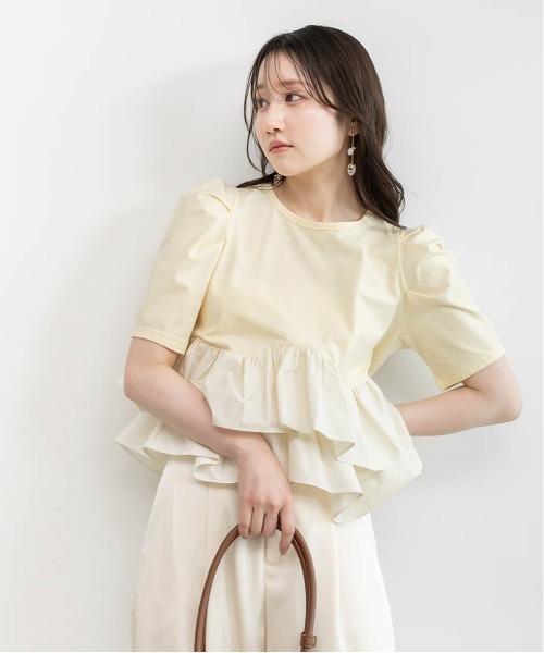 RANDA（ランダ）の「タフタフリルペプラムTシャツ（Tシャツ/カットソー・レディース・イエロー/ホワイト/グレー・FREE）」の10枚目の写真