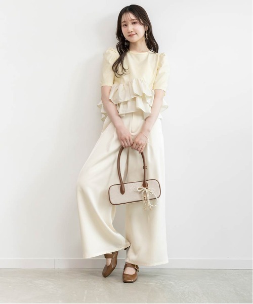 RANDA（ランダ）の「タフタフリルペプラムTシャツ（Tシャツ/カットソー・レディース・イエロー/ホワイト/グレー・FREE）」の12枚目の写真