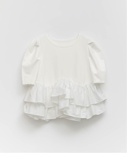 RANDA（ランダ）の「タフタフリルペプラムTシャツ（Tシャツ/カットソー・レディース・イエロー/ホワイト/グレー・FREE）」の13枚目の写真