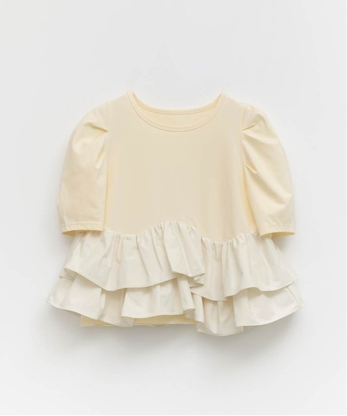 RANDA（ランダ）の「タフタフリルペプラムTシャツ（Tシャツ/カットソー・レディース・イエロー/ホワイト/グレー・FREE）」の14枚目の写真