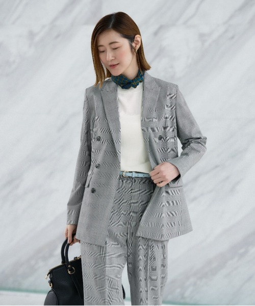 AOYAMA(アオヤマ)の「6ボタンダブルジャケット【超接触冷感】【セットアップ着用可】(スーツジャケット・レディース・グレー・L/S/M)」の1枚目の写真