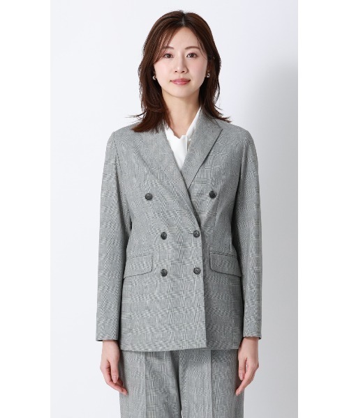 AOYAMA(アオヤマ)の「6ボタンダブルジャケット【超接触冷感】【セットアップ着用可】(スーツジャケット・レディース・グレー・L/S/M)」の2枚目の写真