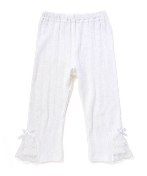 SLAP SLIP(スラップスリップ)の「裾チュールレース7分丈レギンス(80~120cm)(レギンス/スパッツ・キッズ・ホワイト/パープル・80cm/90cm/120cm/100cm/110cm)」の5枚目の写真