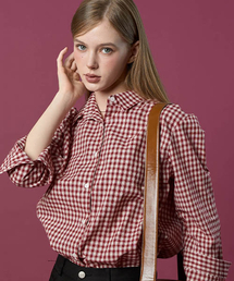KOLEAT（コレット）の「デイリー外起毛クラシックオーバーサイズギンガムチェックシャツ[RED]長袖Tシャツver.（シャツ/ブラウス）」