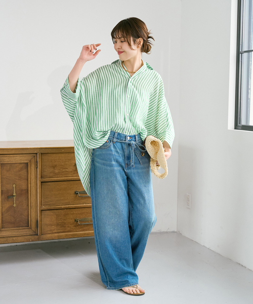 Spick & Span（スピックアンドスパン）の「ラミーブレンドドルマンスリーブシャツ（シャツ/ブラウス・レディース・ブラウン/その他7/マルチ・FREE）」の7枚目の写真