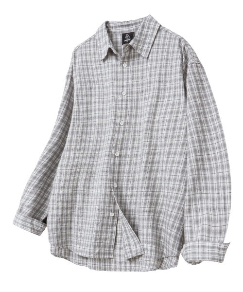 MOZMOZ(モズモズ)の「ソフトベーシックライトチェックシャツグレー(シャツ/ブラウス・レディース・その他・M/XL/XXL)」の1枚目の写真