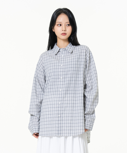 MOZMOZ(モズモズ)の「ソフトベーシックライトチェックシャツグレー(シャツ/ブラウス・レディース・その他・M/XL/XXL)」の6枚目の写真