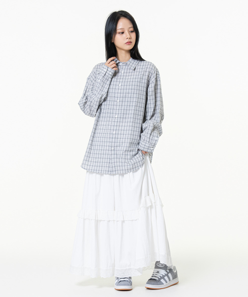 MOZMOZ(モズモズ)の「ソフトベーシックライトチェックシャツグレー(シャツ/ブラウス・レディース・その他・M/XL/XXL)」の7枚目の写真