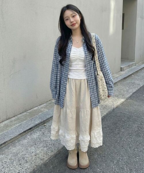 MOZMOZ(モズモズ)の「ソフトベーシックライトチェックシャツグレー(シャツ/ブラウス・レディース・その他・M/XL/XXL)」の13枚目の写真