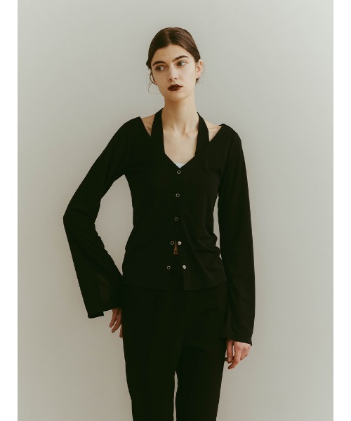 ILANIS(イラニス)の「2way Ease Cardigan(Tシャツ/カットソー・レディース・ブラック/オフホワイト/ライトブルー・FREE)」の4枚目の写真