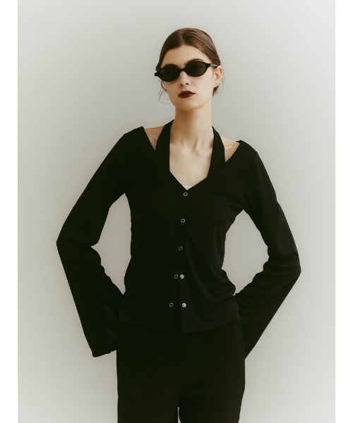 ILANIS(イラニス)の「2way Ease Cardigan(Tシャツ/カットソー・レディース・ブラック/オフホワイト/ライトブルー・FREE)」の8枚目の写真