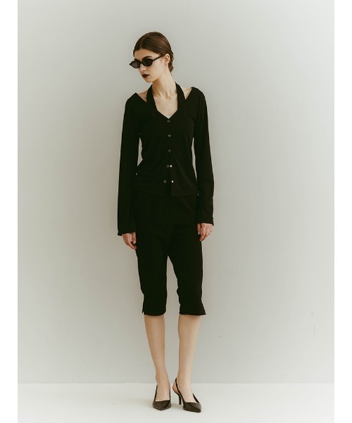 ILANIS(イラニス)の「2way Ease Cardigan(Tシャツ/カットソー・レディース・ブラック/オフホワイト/ライトブルー・FREE)」の9枚目の写真