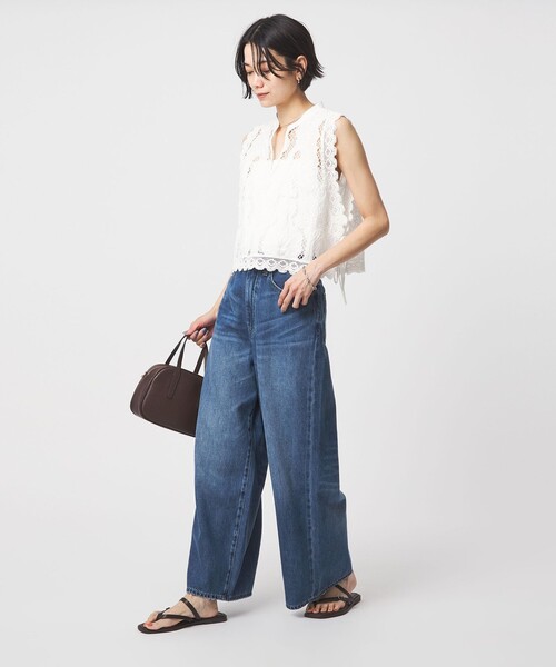 green label relaxing(グリーンレーベルリラクシング)の「<スタイリスト兵藤千尋さんコラボ>ワイド ライト デニム 接触冷感(デニムパンツ・レディース・コバルトブルー/ベージュ/オフホワイト/その他2・TALL/40/38/36/34/SHORT)」の16枚目の写真