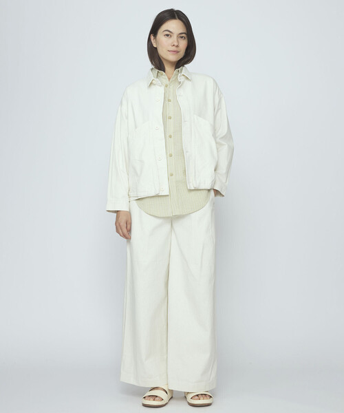 Bshop(ビショップ)の「7115 by SZEKI | コットン シャツジャケット WOMEN(カバーオール・レディース・ホワイト/ブラック・S)」の1枚目の写真