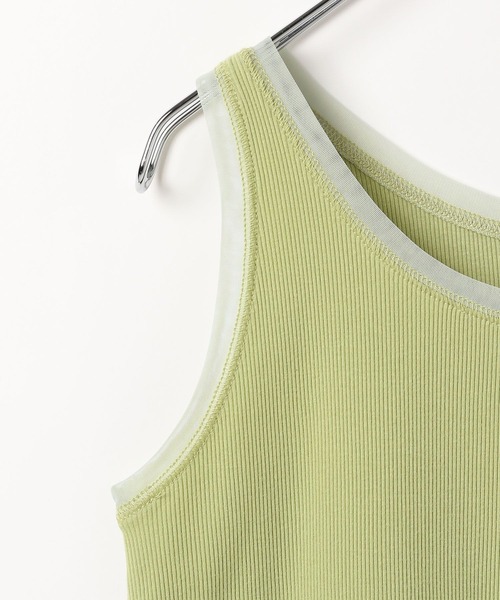 LEPSIM（レプシィム）の「チュールドッキングタンク　661885（タンクトップ・レディース・オフホワイト/ライトグリーン/ブラウン/ブラック・FREE）」の7枚目の写真